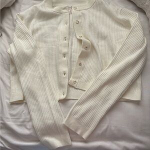 Jessica Simpson Cream Ribbed Cardigan Sweater